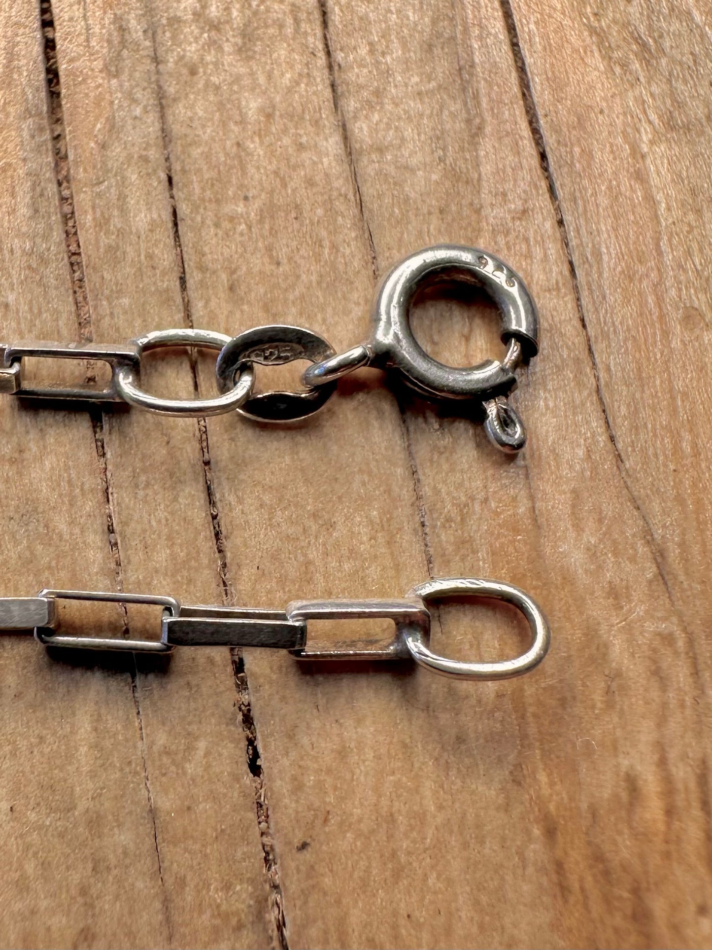 Vintage Rectangle Link 925 Sterling Silver 18.2 inch Necklace