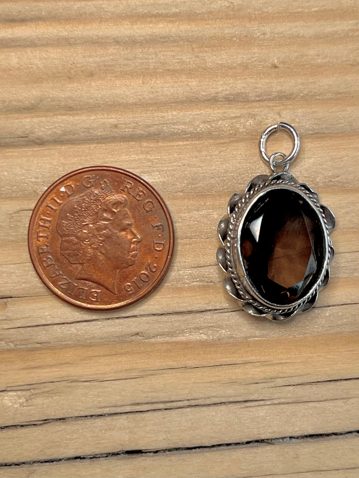 Oval Ornate Dark Citrine 925 Sterling Silver Pendant