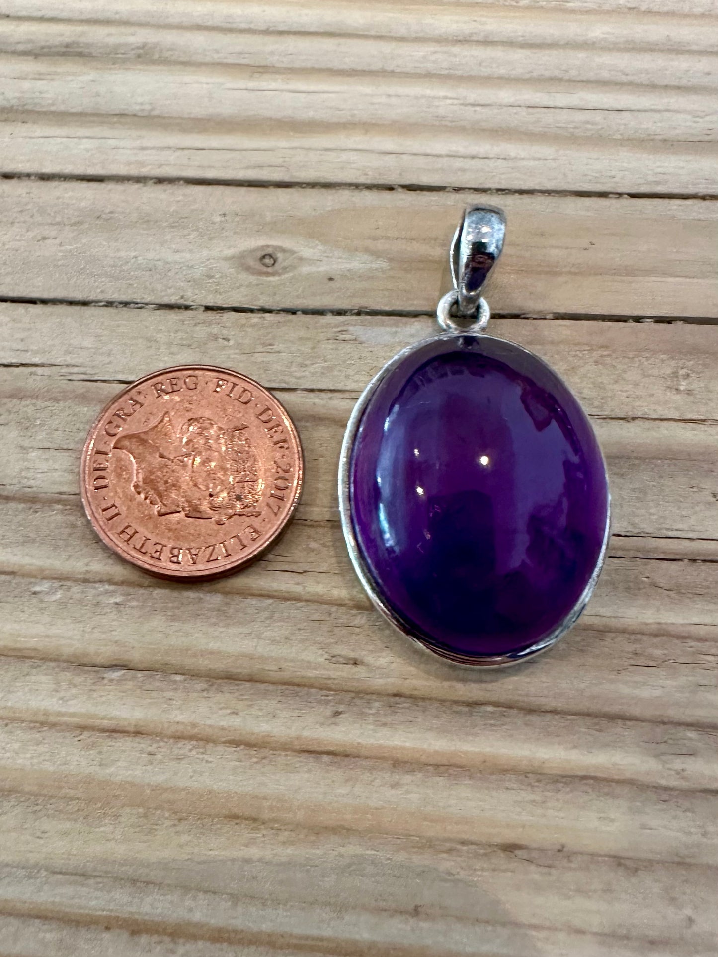 Vintage Oval Amethyst 925 Silver Pendant