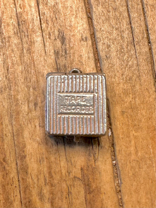 Tape Recorder Hinged Opens 925 Sterling Silver Charm Pendant
