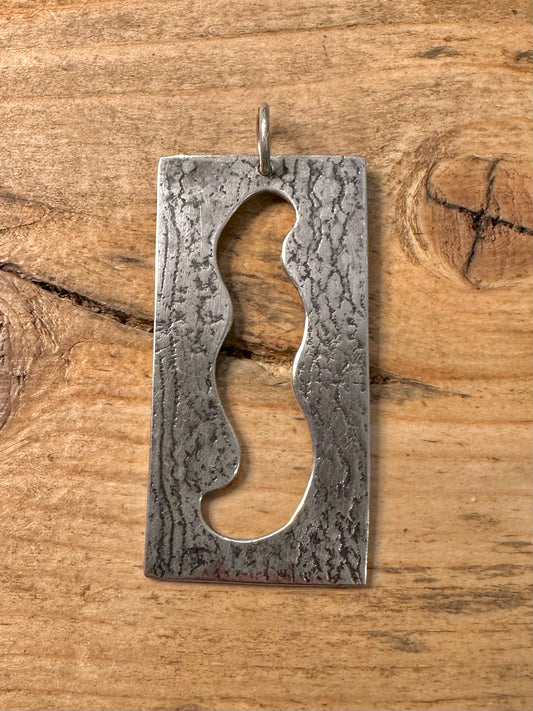 Abstract Textured Rectangle 925 Silver Pendant