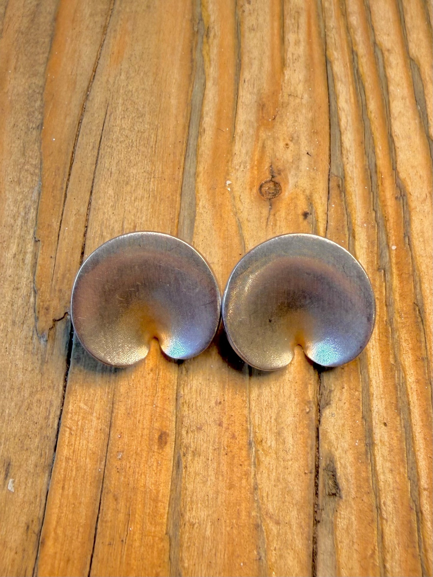 Modernist Circle Stud 925 Sterling Silver Earrings