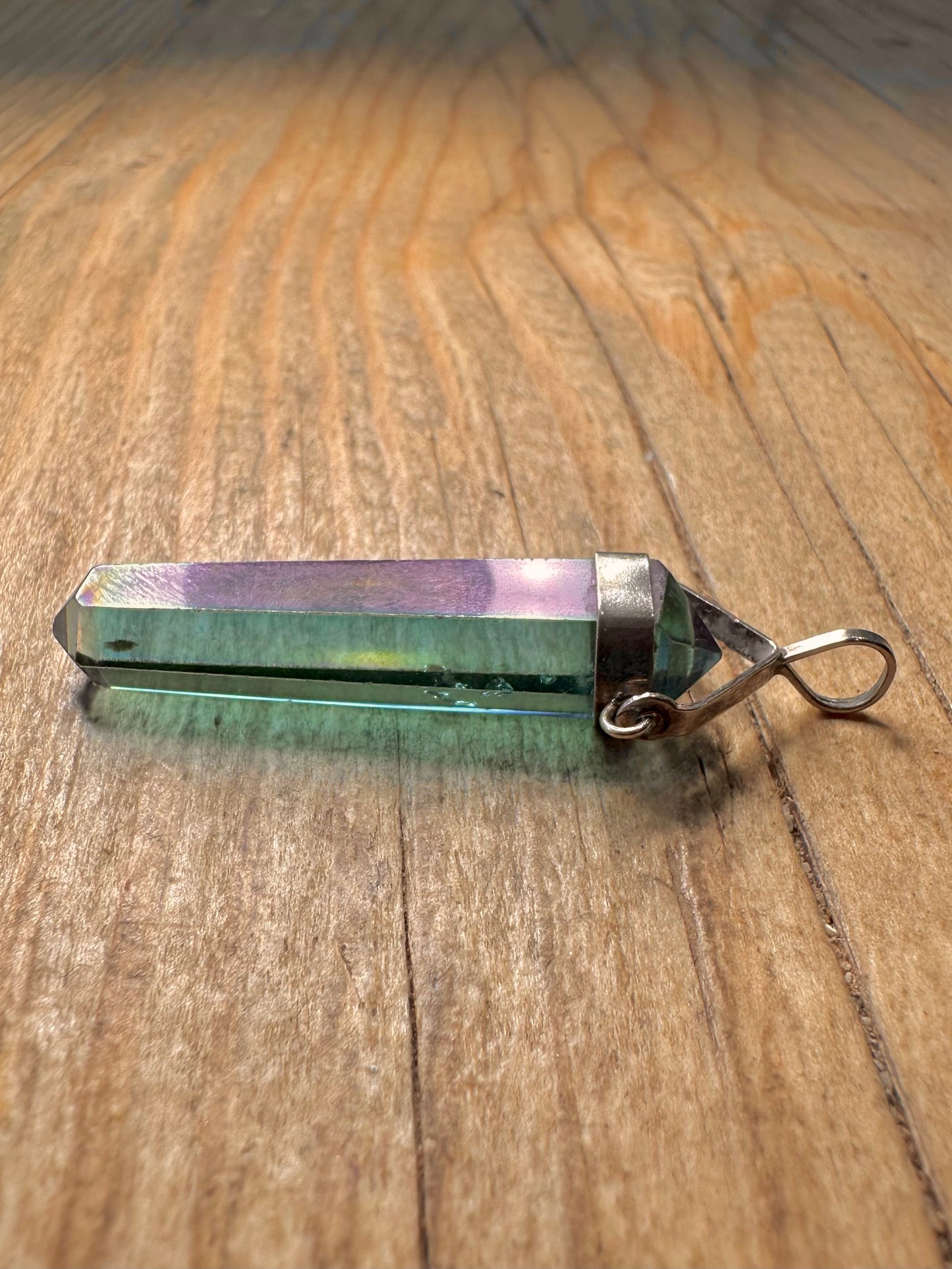 Anhänger aus Vintage Fluoritspitze und 925er Sterlingsilber