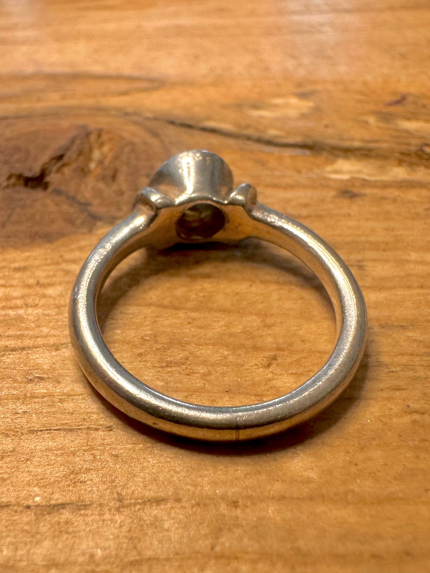 Vintage Peridot Green 925 Silver Size L Ring