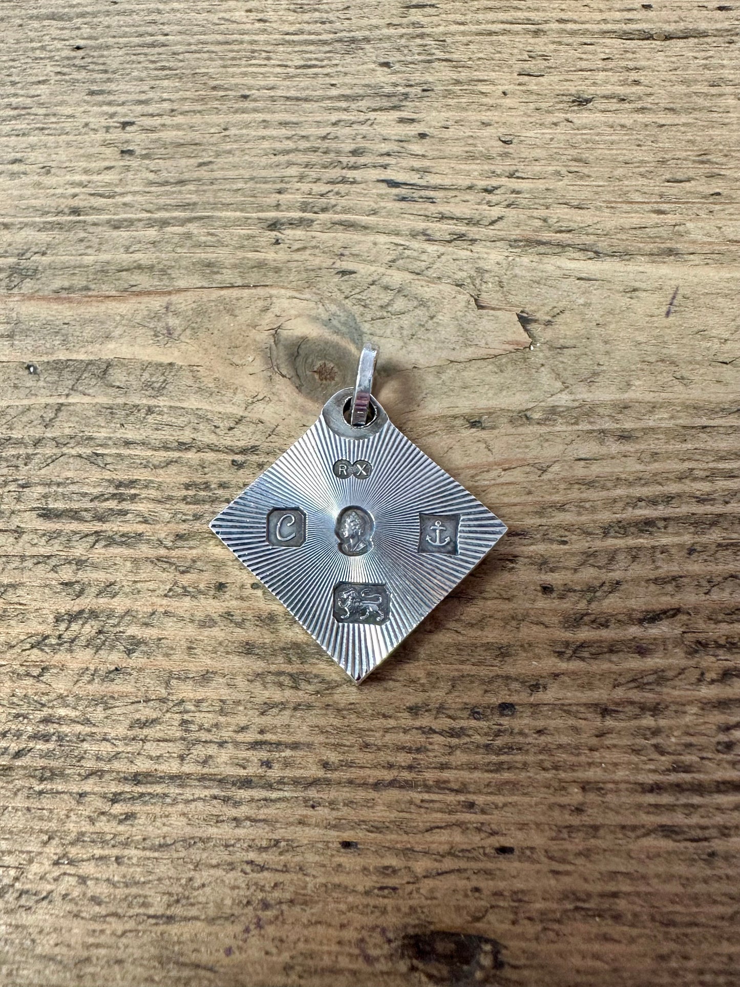 Vintage 1977 Jubilee Diamond Cut Ingot 925 Silver Pendant