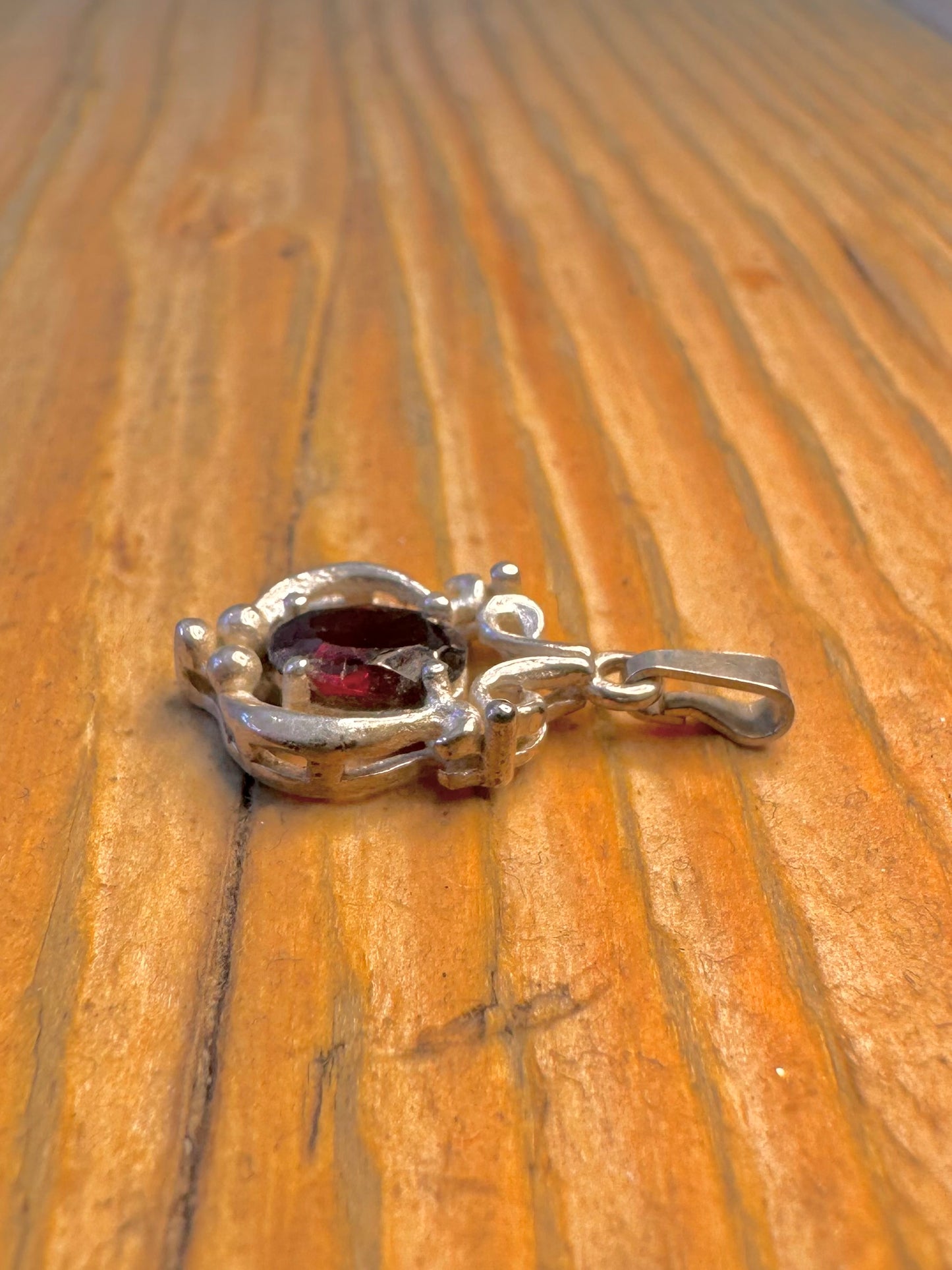 Ornate Garnet 925 Sterling Silver Pendant