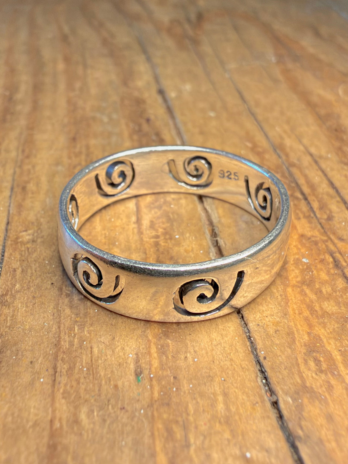 Swirl Band 925 Sterling Silver Size T1/2 Ring