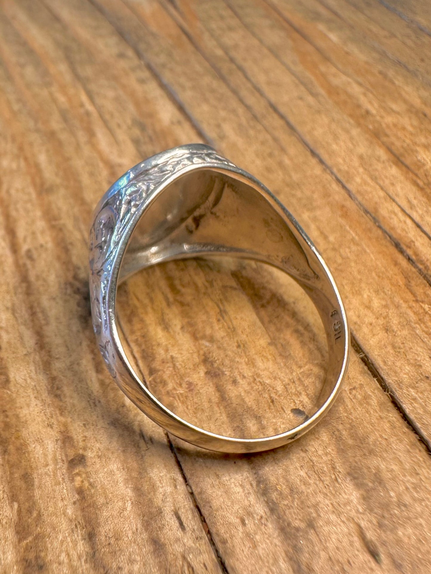Lion Rampart Signet 925 Sterling Silver Size X Ring