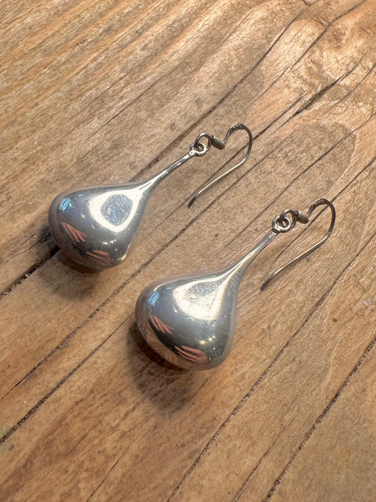 Vintage Teardrop Dangle 925 Sterling Silver Earrings