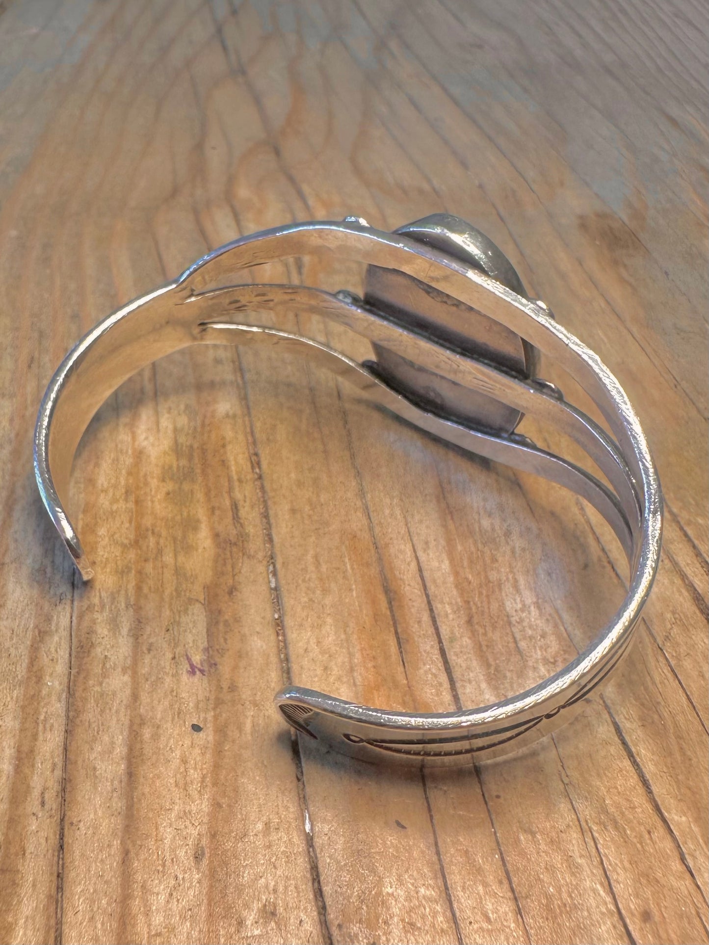 Vintage Native American Navajo Large Turquoise with Brown Matrix Heavy Gauge 925 Sterling Silver Cuff Bangle