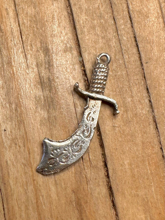 Vintage Arabic Sword 925 Sterling Silver Charm Pendant