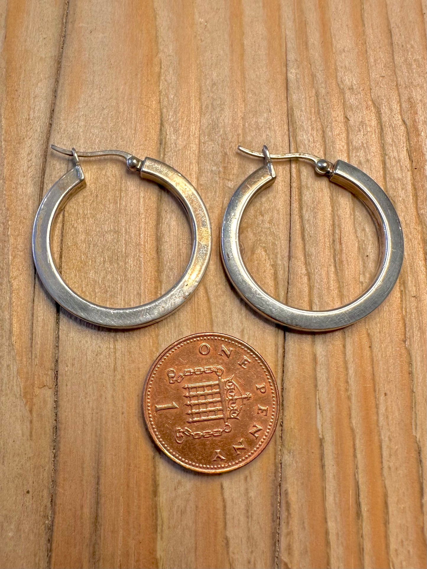 Vintage Chunky Hoops 925 Sterling Silver Earrings