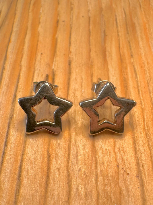 Vintage Star Stud 925 Sterling Silver Earrings