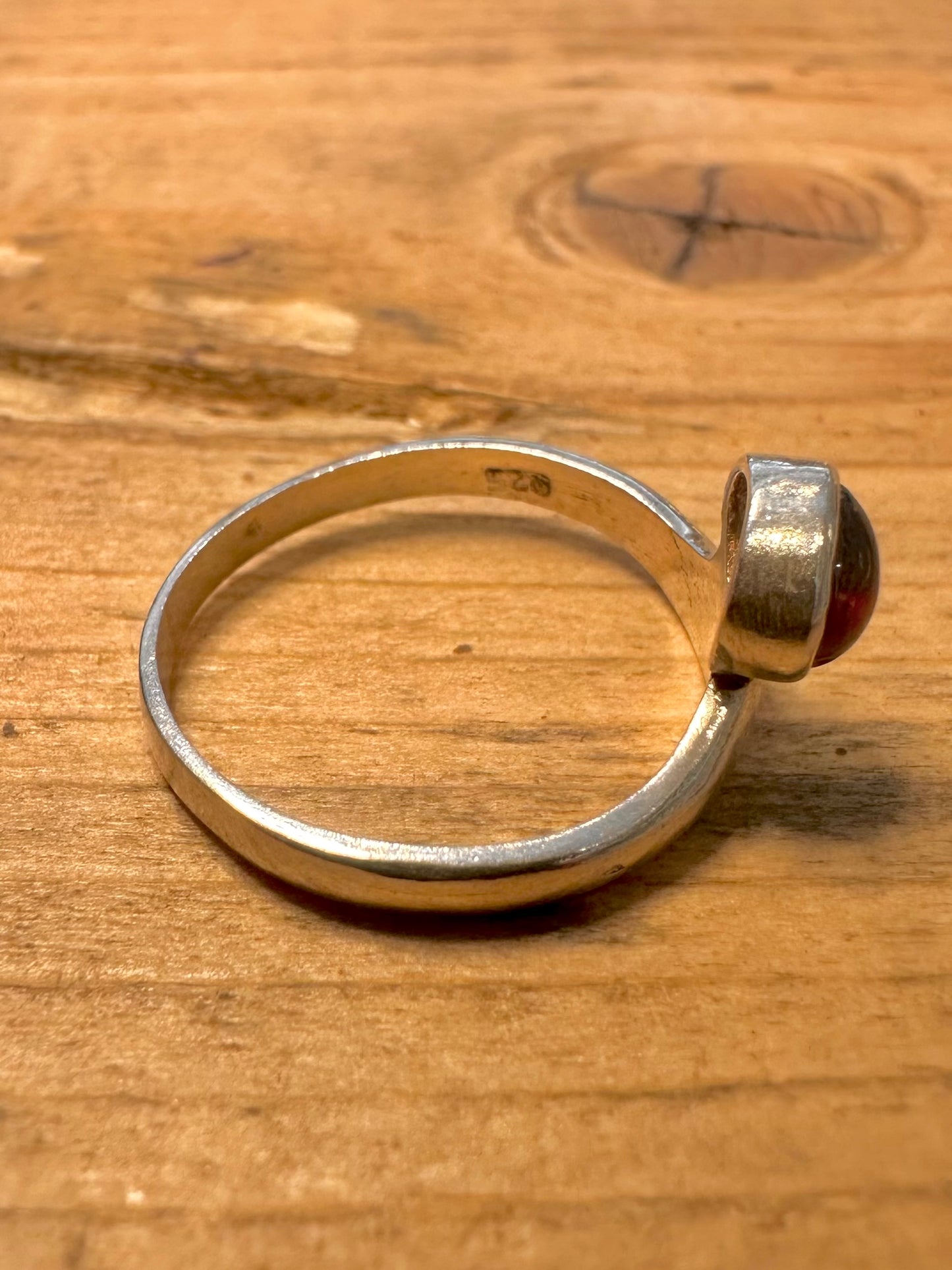 Modern Garnet 925 Silver Size P Ring