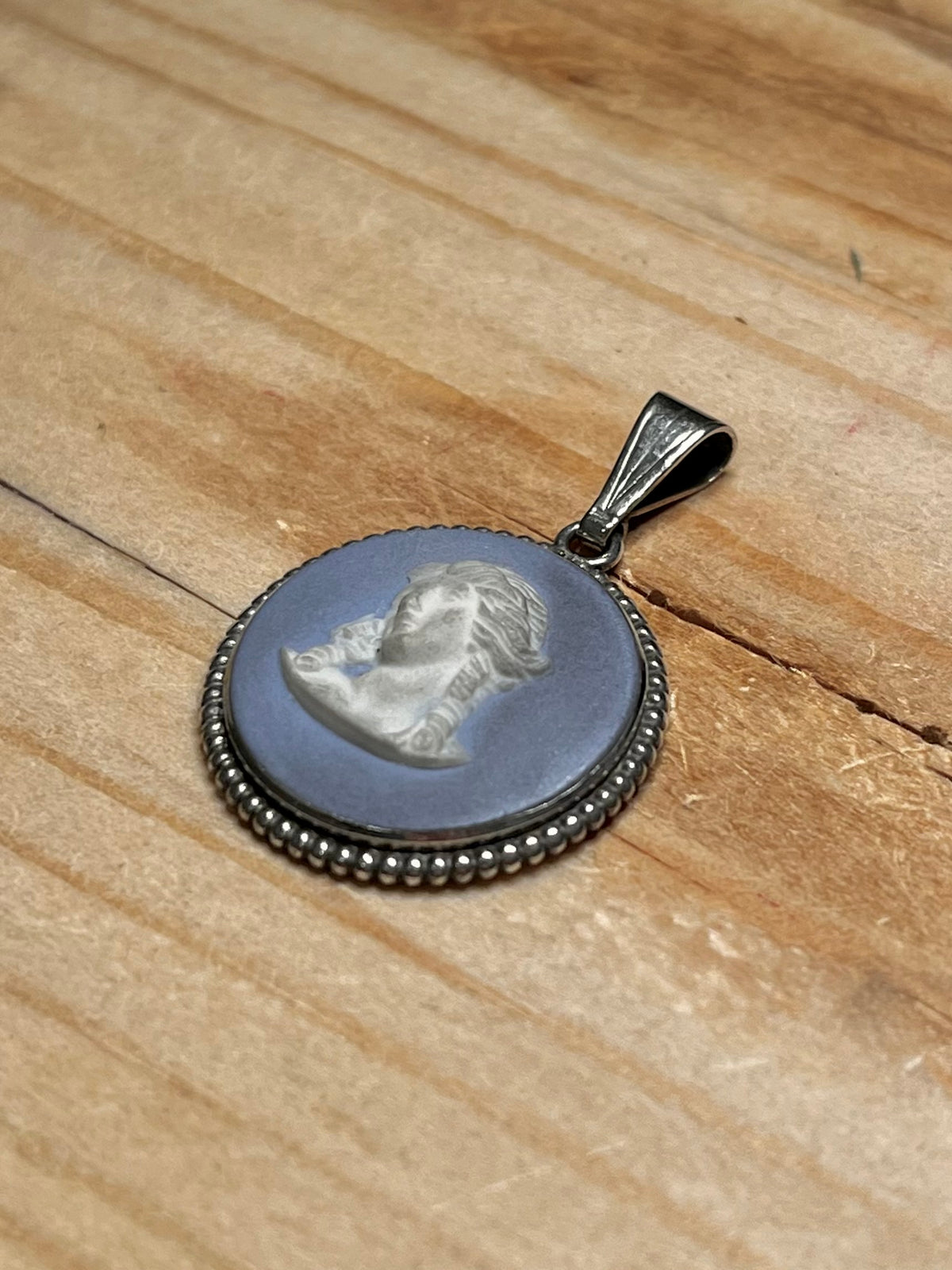 Wedgwood Blue and White Made in England 925 Sterling Silver Pendant
