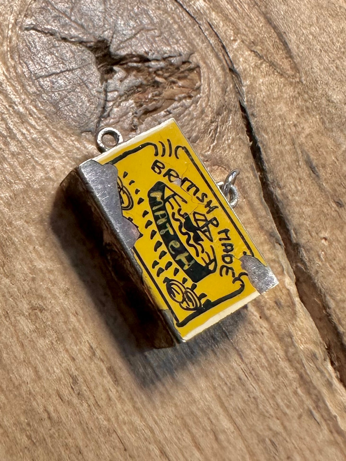 Vintage British Made Match Box with Match Silver Charm Pendant