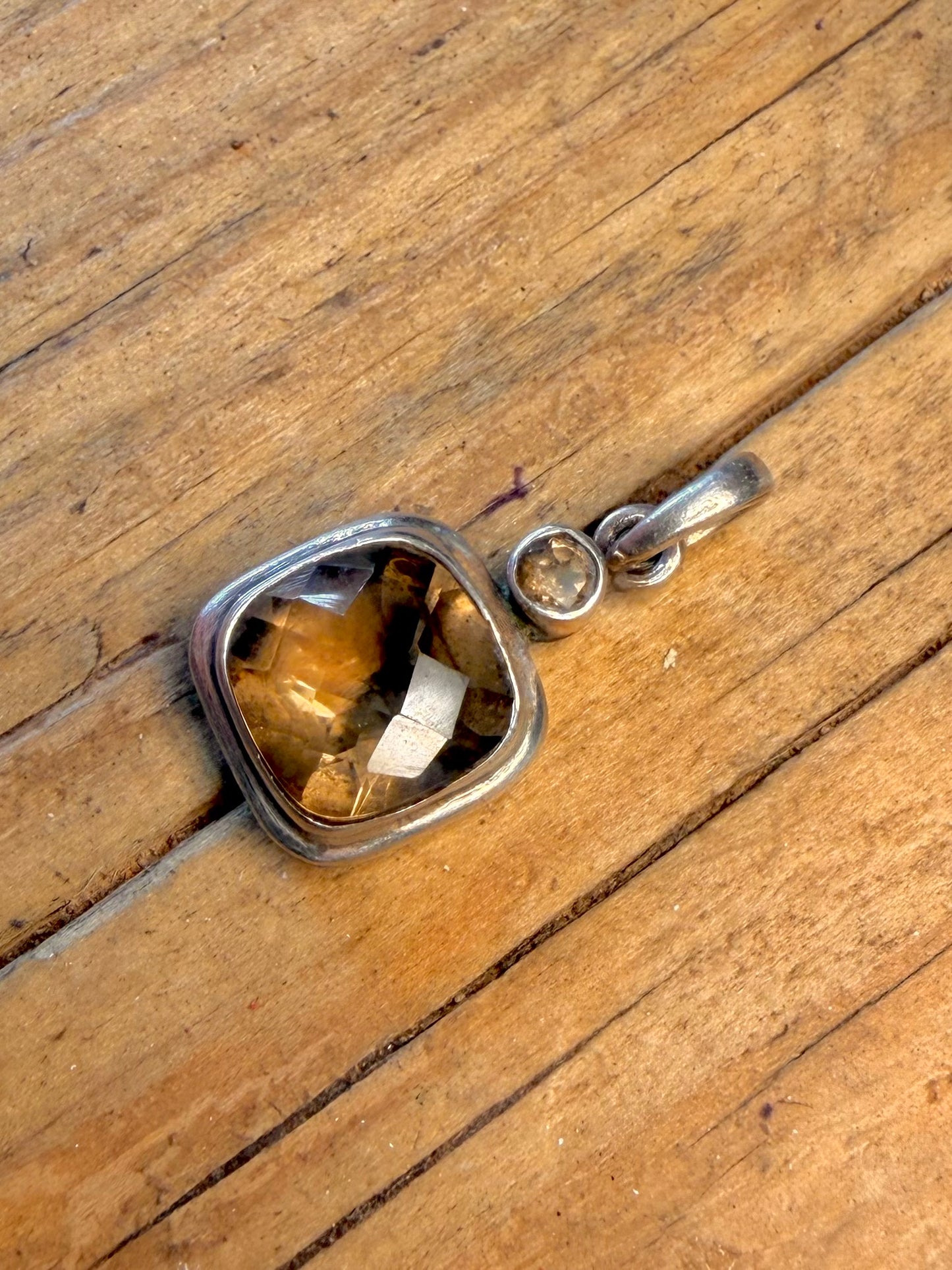 Square Cut Citrine 925 Sterling Silver Pendant