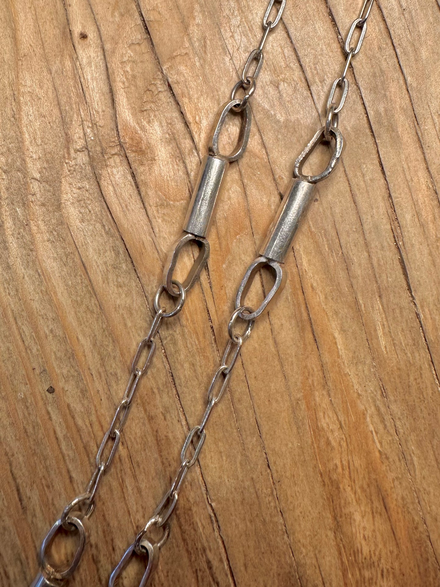 Abstract Paper Link Cylinder Handmade 925 Sterling Silver 17.5 inch Necklace