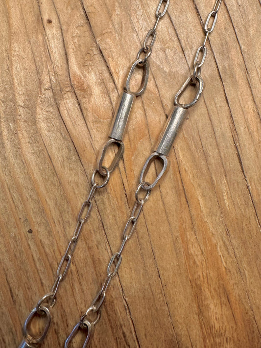 Abstract Paper Link Cylinder Handmade 925 Sterling Silver 17.5 inch Necklace