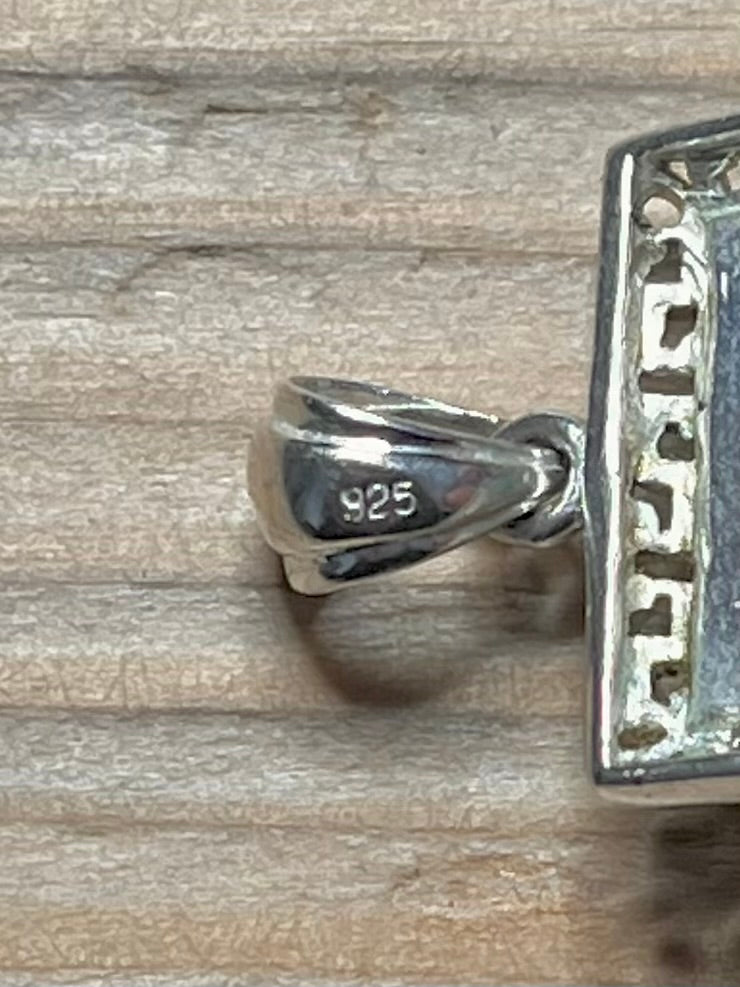 Rectangular Jade Dragon 925 Sterling Silver Pendant