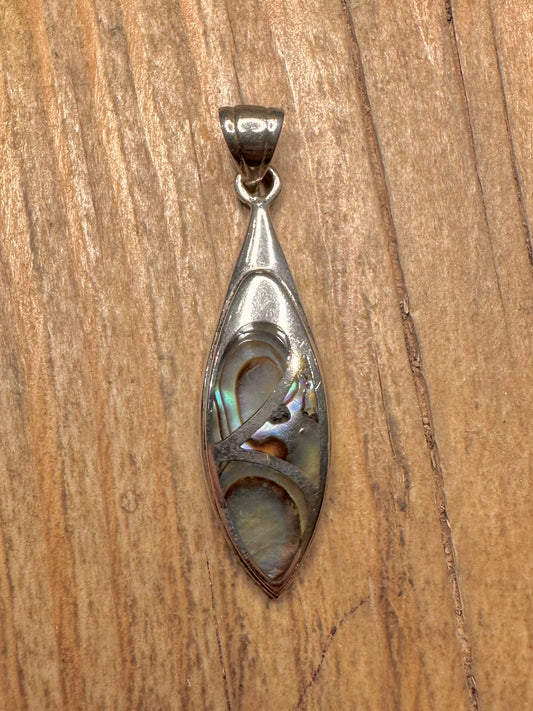 Abstract Abalone 925 Sterling Silver Pendant