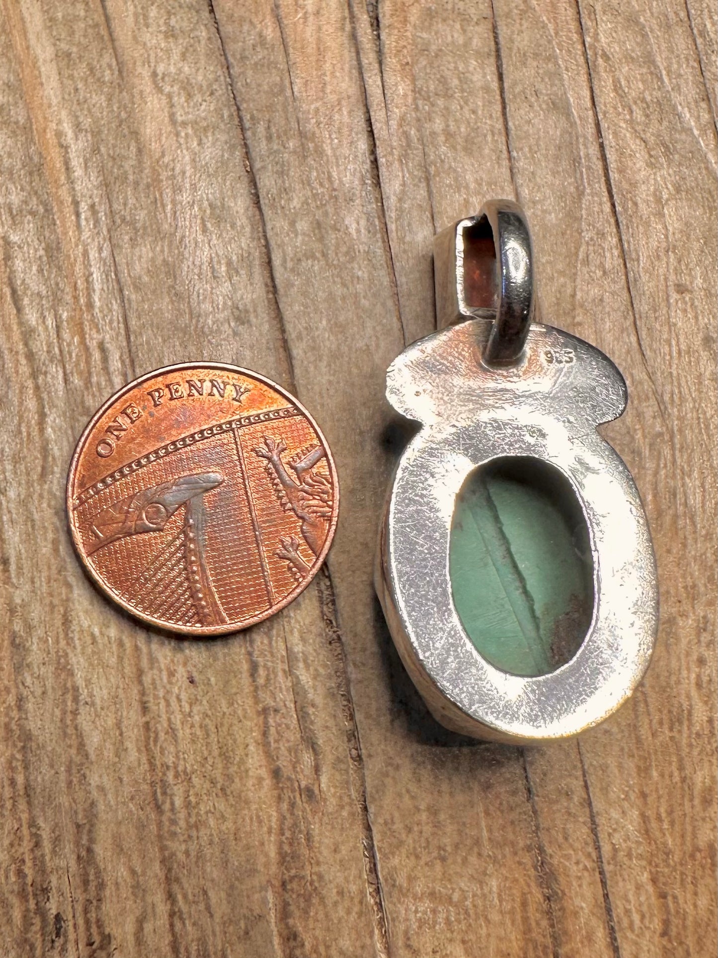 Abstract Amber and Turquoise 925 Sterling Silver Pendant