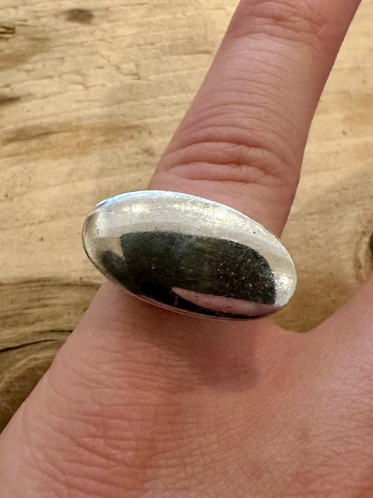 Abstract Modernist Flat 925 Silver Size L Ring