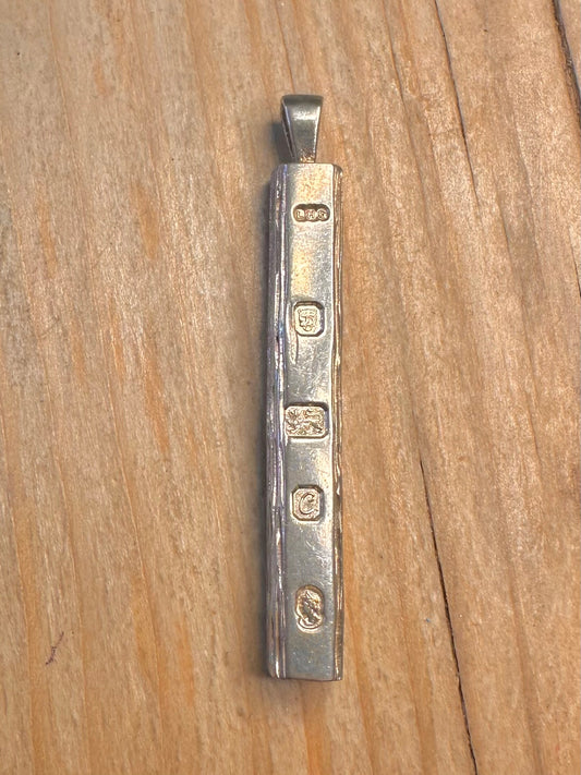 Vintage 1977 Bark Effect Ingot Jubilee 925 Sterling Silver Pendant