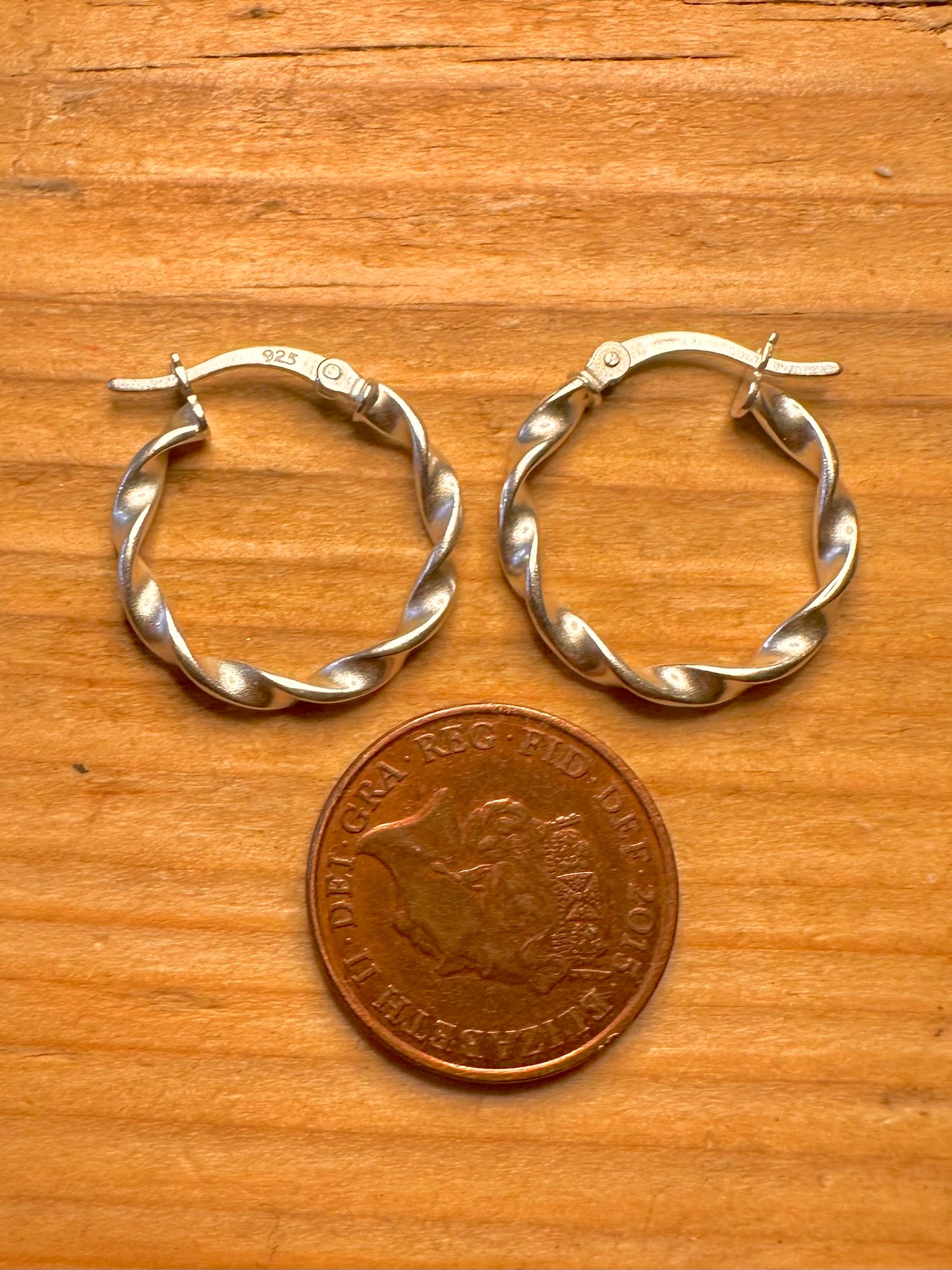 Vintage Twisted Hoops 925 Sterling Silver Earrings