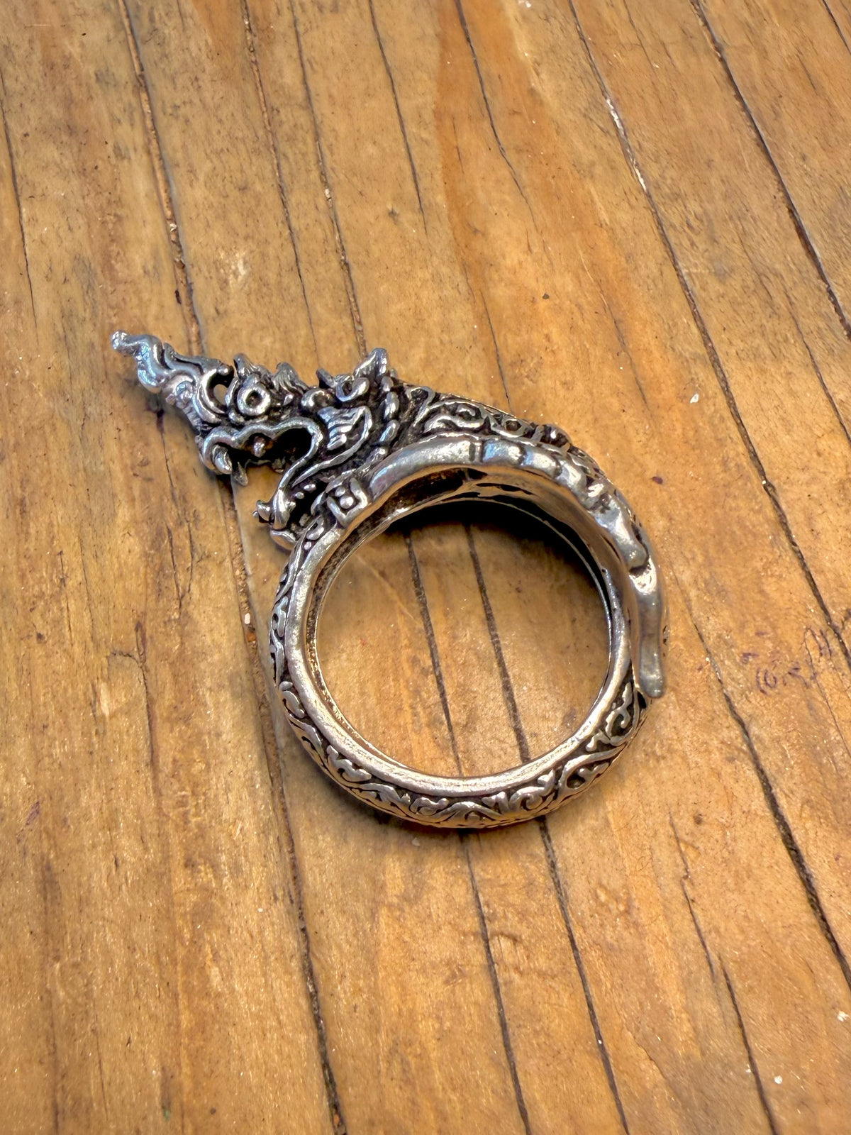 Intricate Dragon Coiled 925 Sterling Silver Size N Ring
