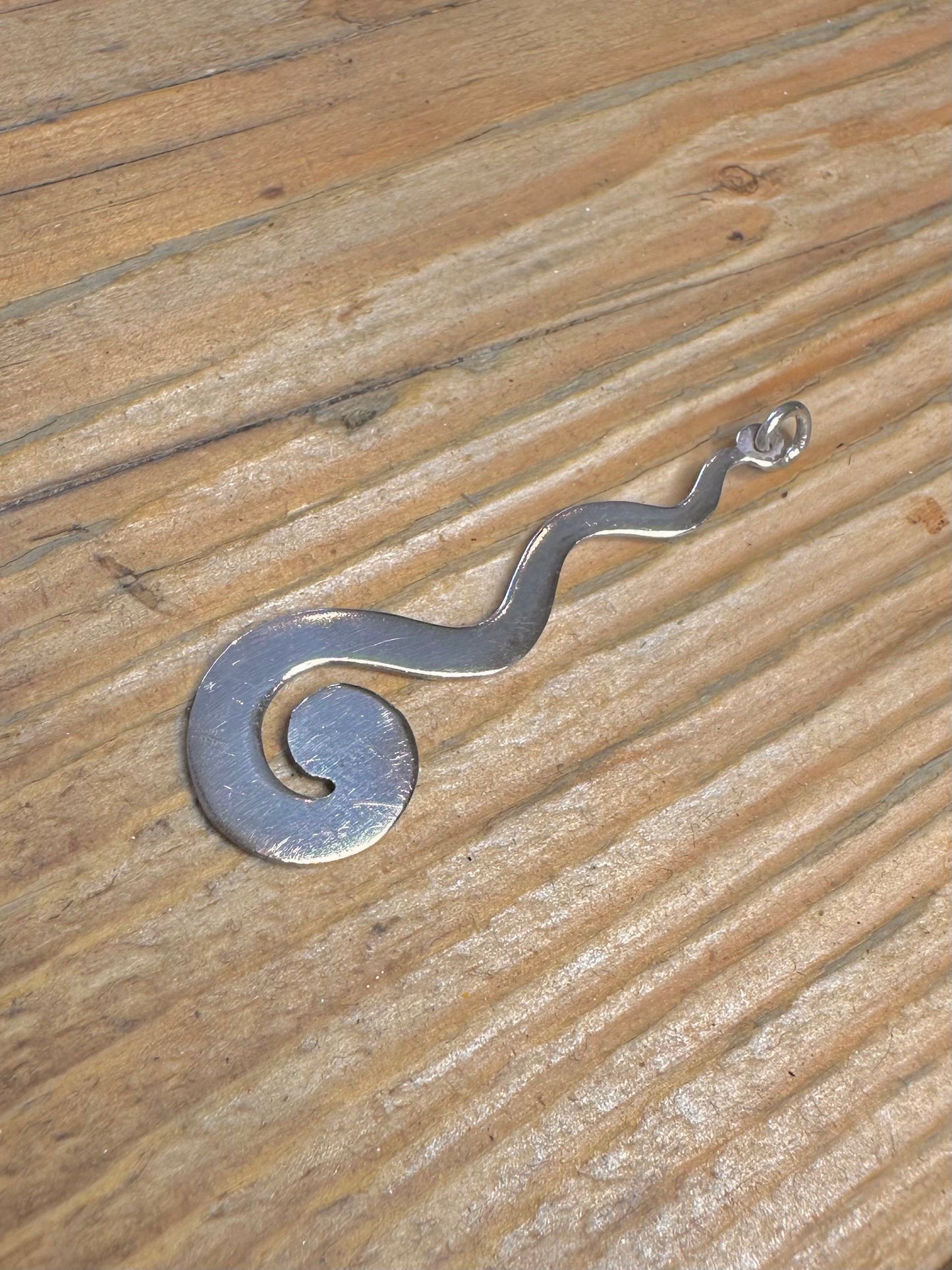 Long Swirl 925 Sterling Silver Pendant