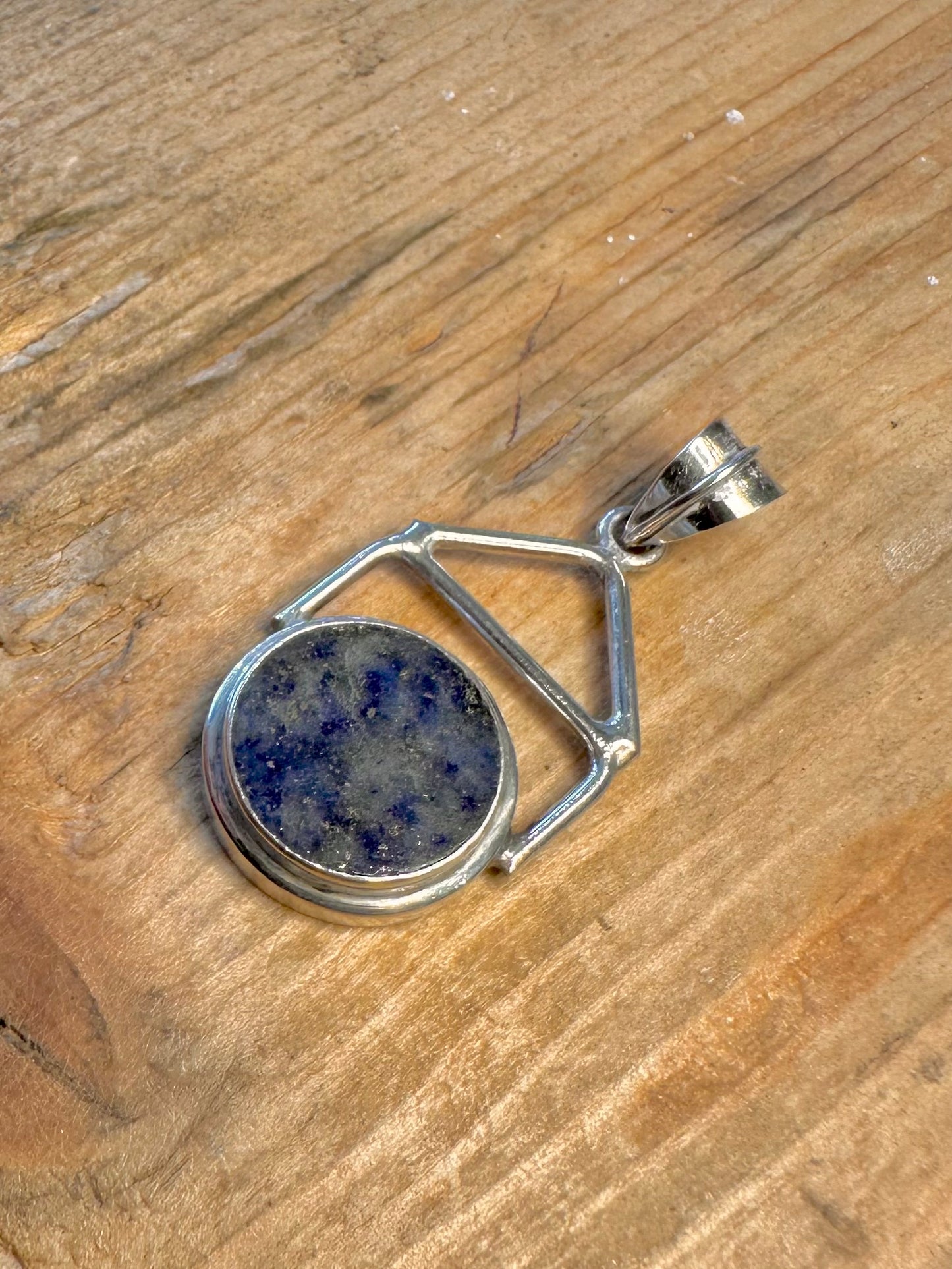 Geometric Shaped Lapis 925 Sterling Silver Pendant