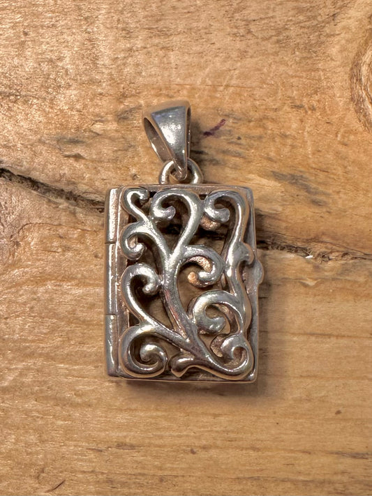 Vintage Filigree Locket 925 Silver Pendant