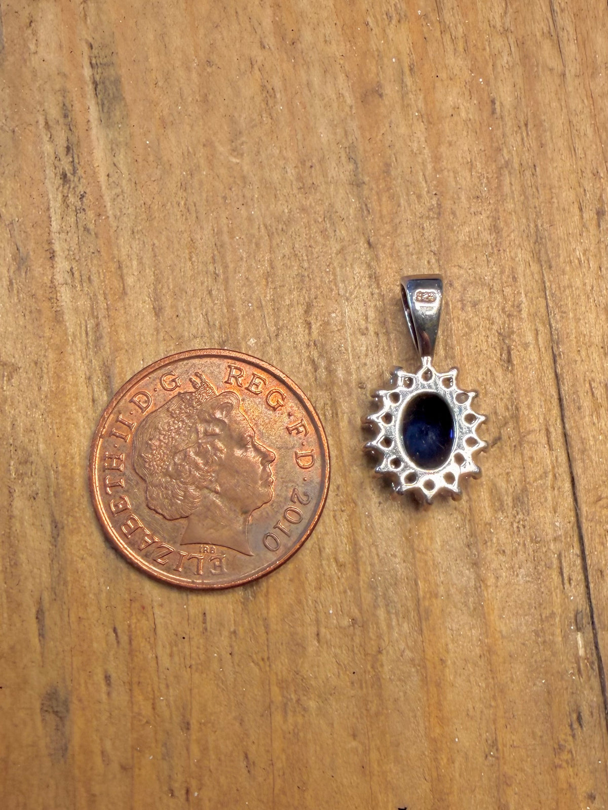 Blue and White Stone Princess Diana Cut 925 Sterling Silver Pendant