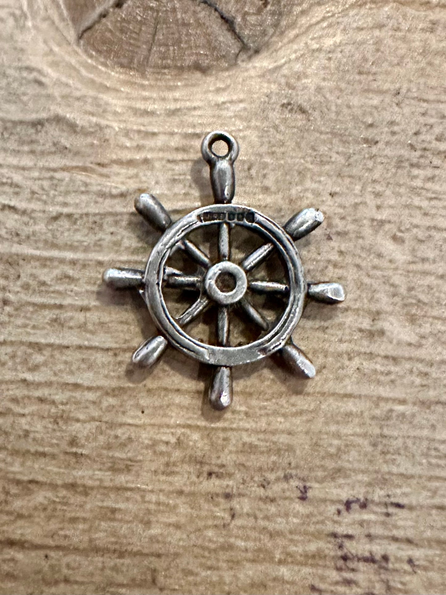 Vintage Ship Wheel Dublin Hallmarked 925 Silver Charm Pendant