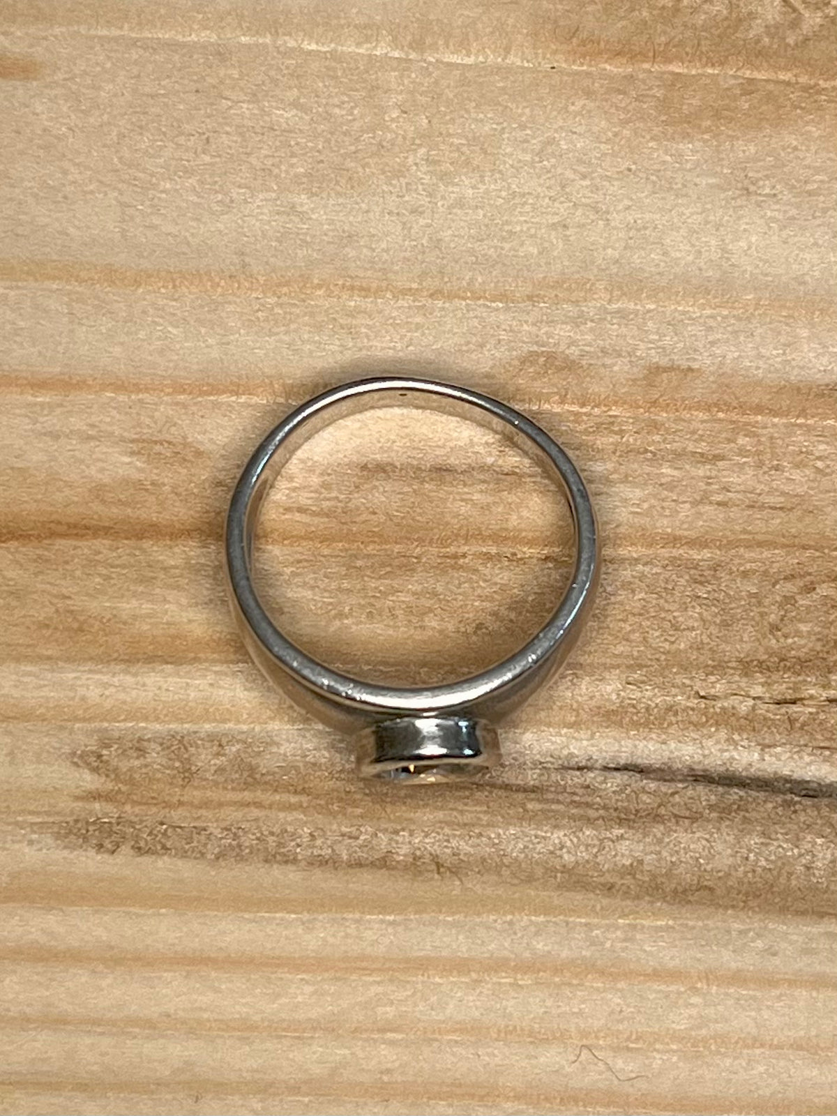 Cubic Zirconia Thick Band 925 Sterling Silver Size P Ring