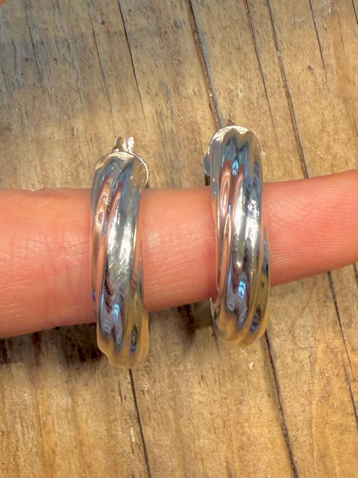 Chunky Twisted Style Hoops 925 Sterling Silver Earrings