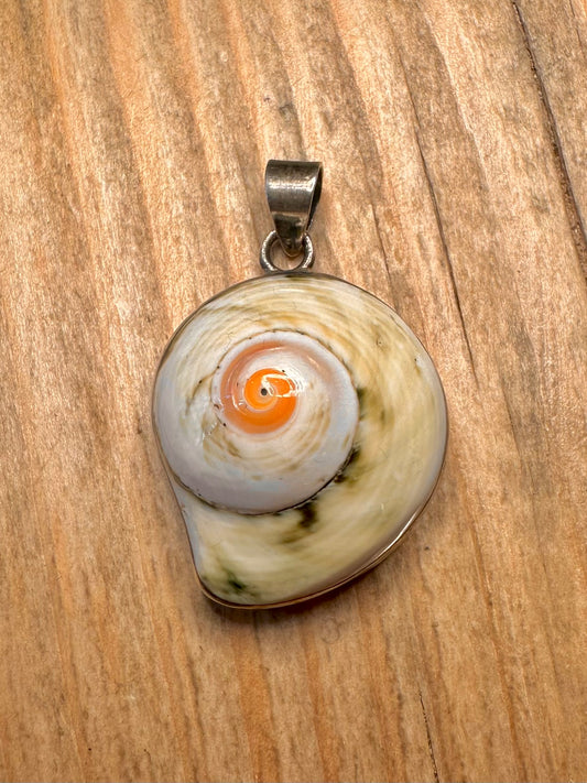 Vintage Sea Shell Swirl 925 Sterling Silver Pendant