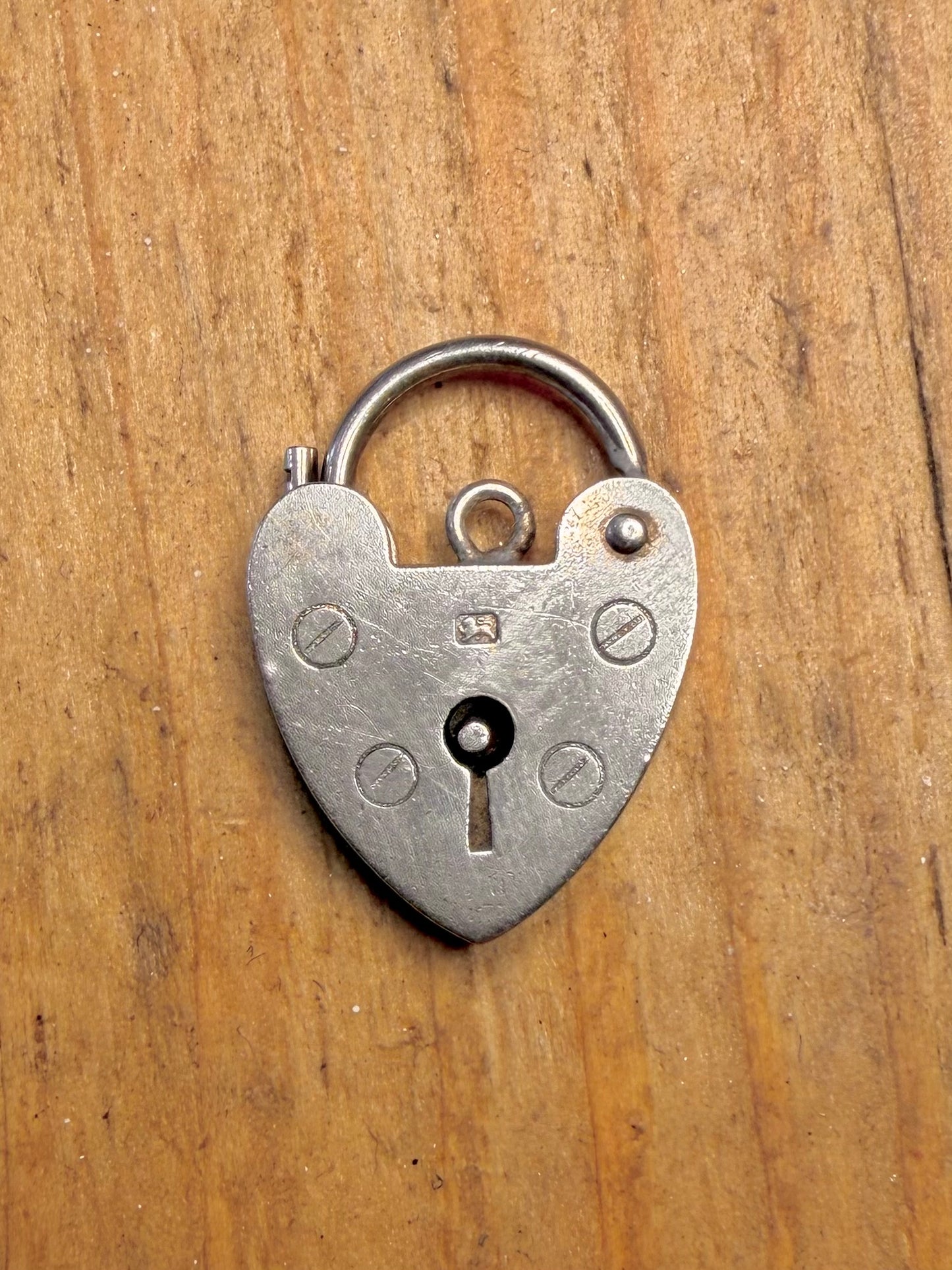 Heart Padlock 1966 London 925 Sterling Silver Pendant