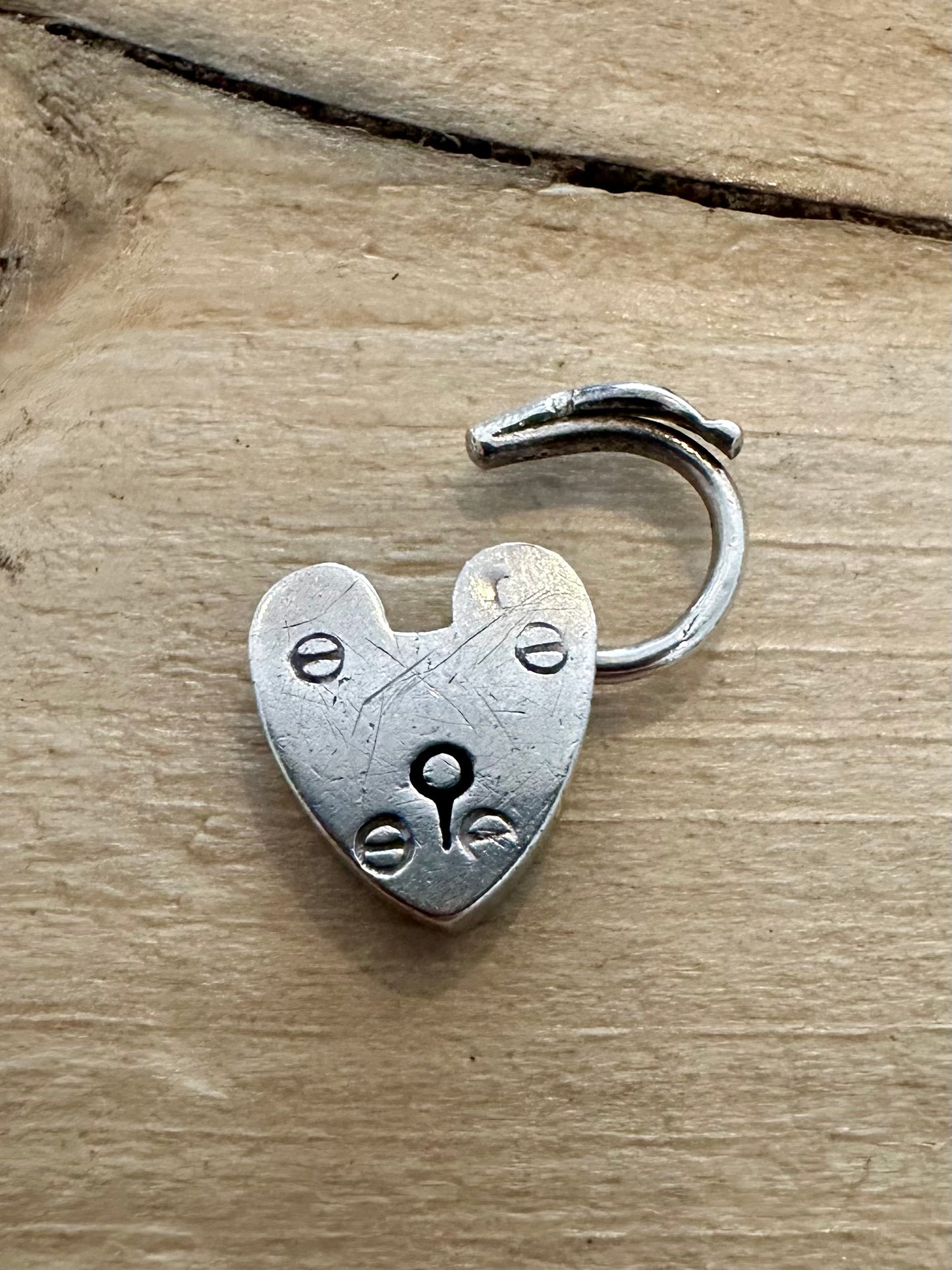 Vintage Heart Padlock 925 Silver Pendant