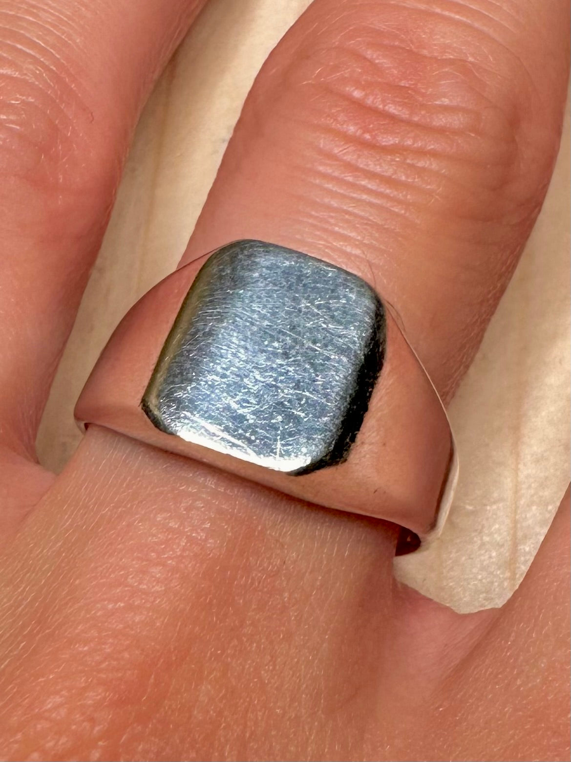 Square Signet 925 Sterling Silver Size T Ring