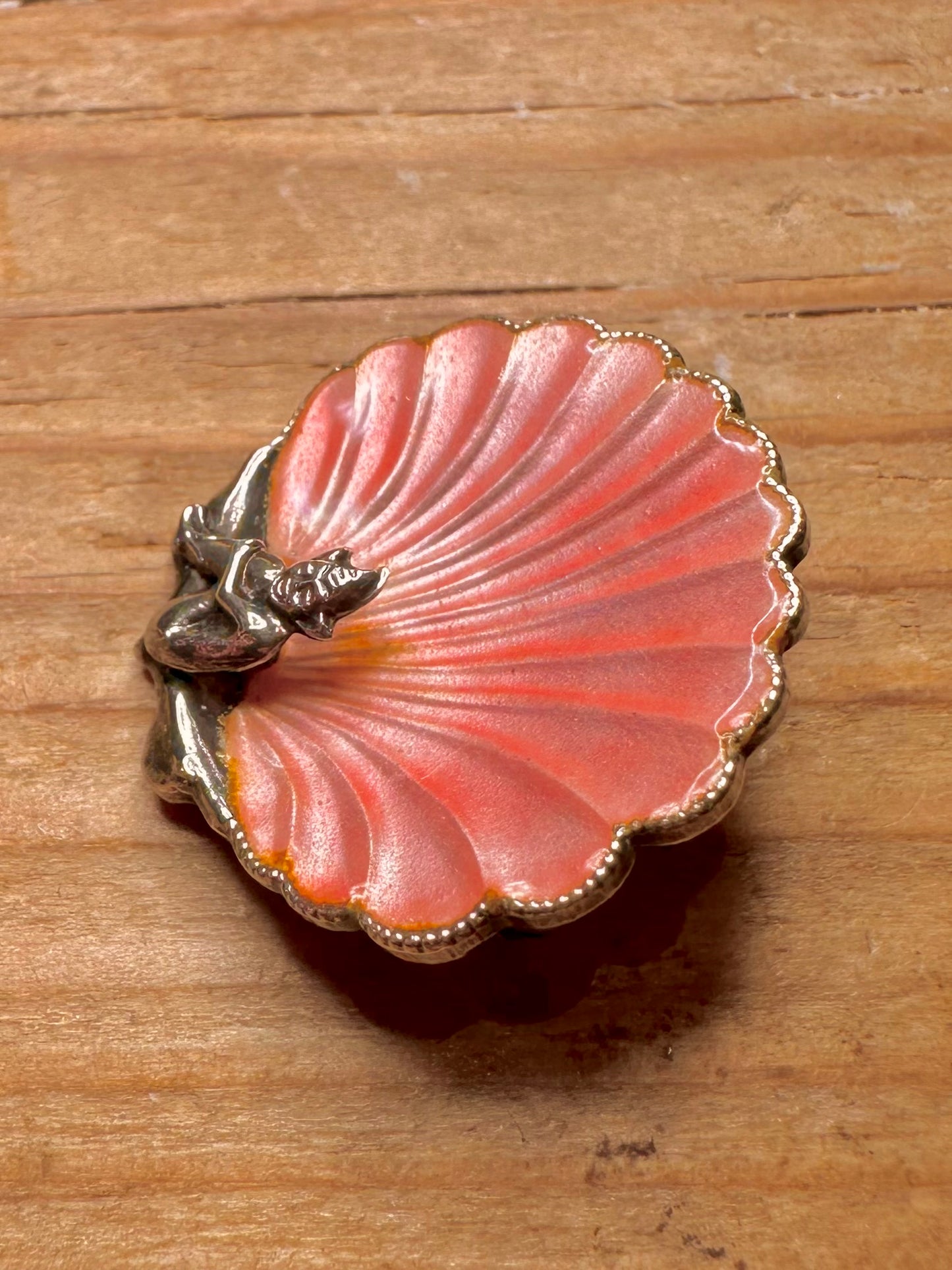 Vintage Bernard Instone Pink Enamel Lucky Pixie 925 Sterling Silver Made in England Brooch