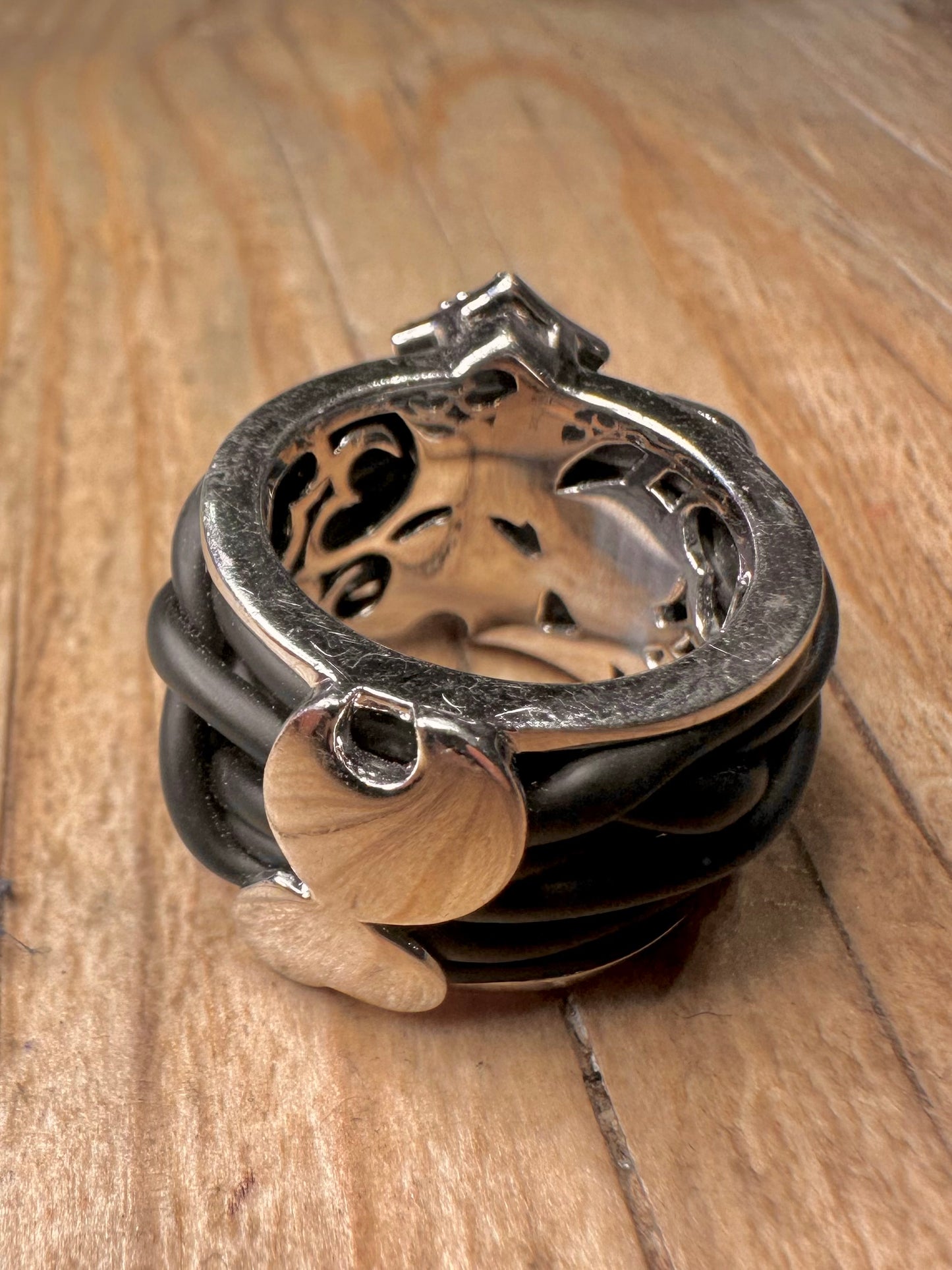 Bella Étoile Multi Coloured CZ Rubber Knotted 925 Sterling Silver Size K1/2 Ring