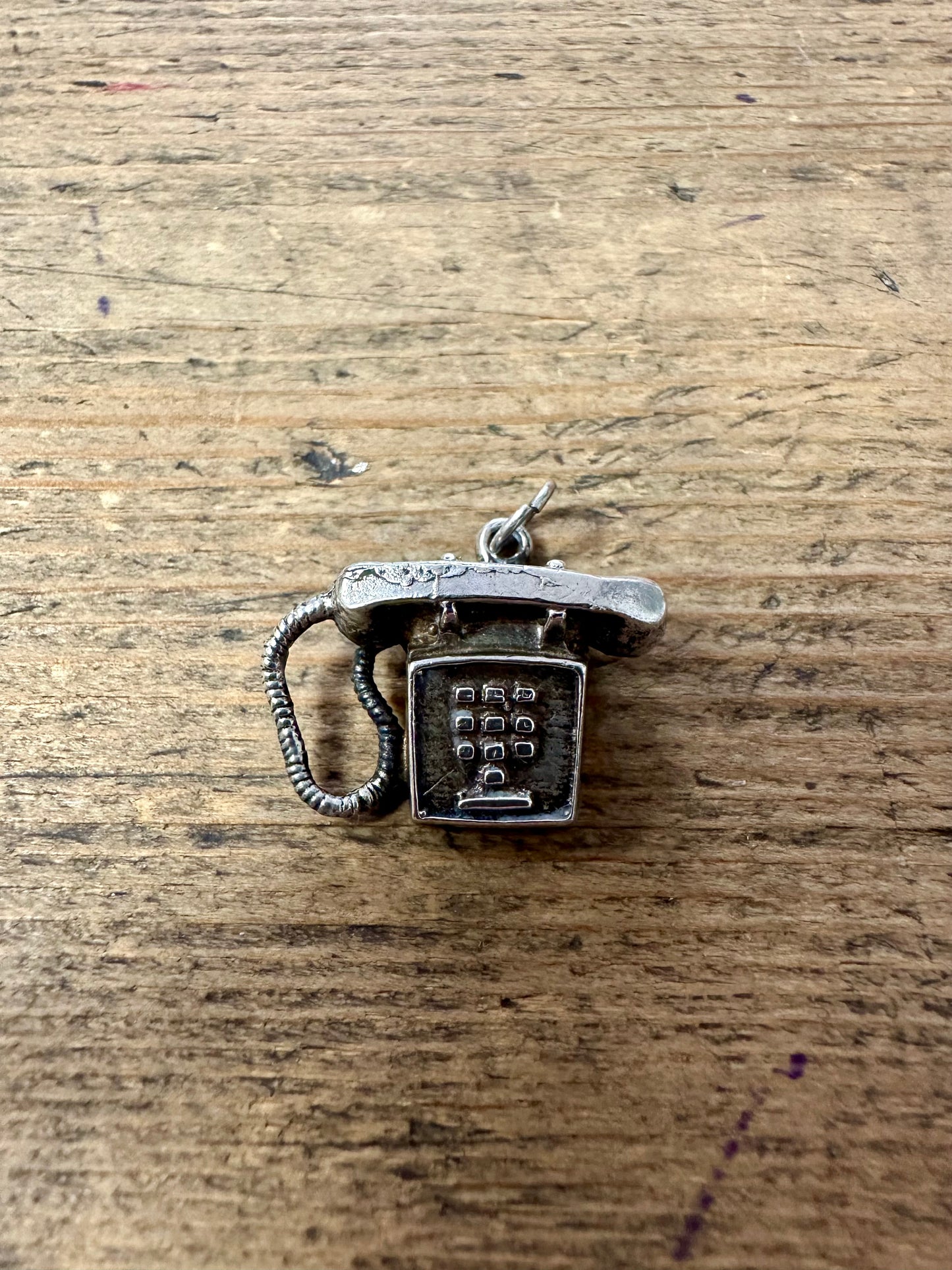 Vintage Telephone 925 Silver Charm Pendant