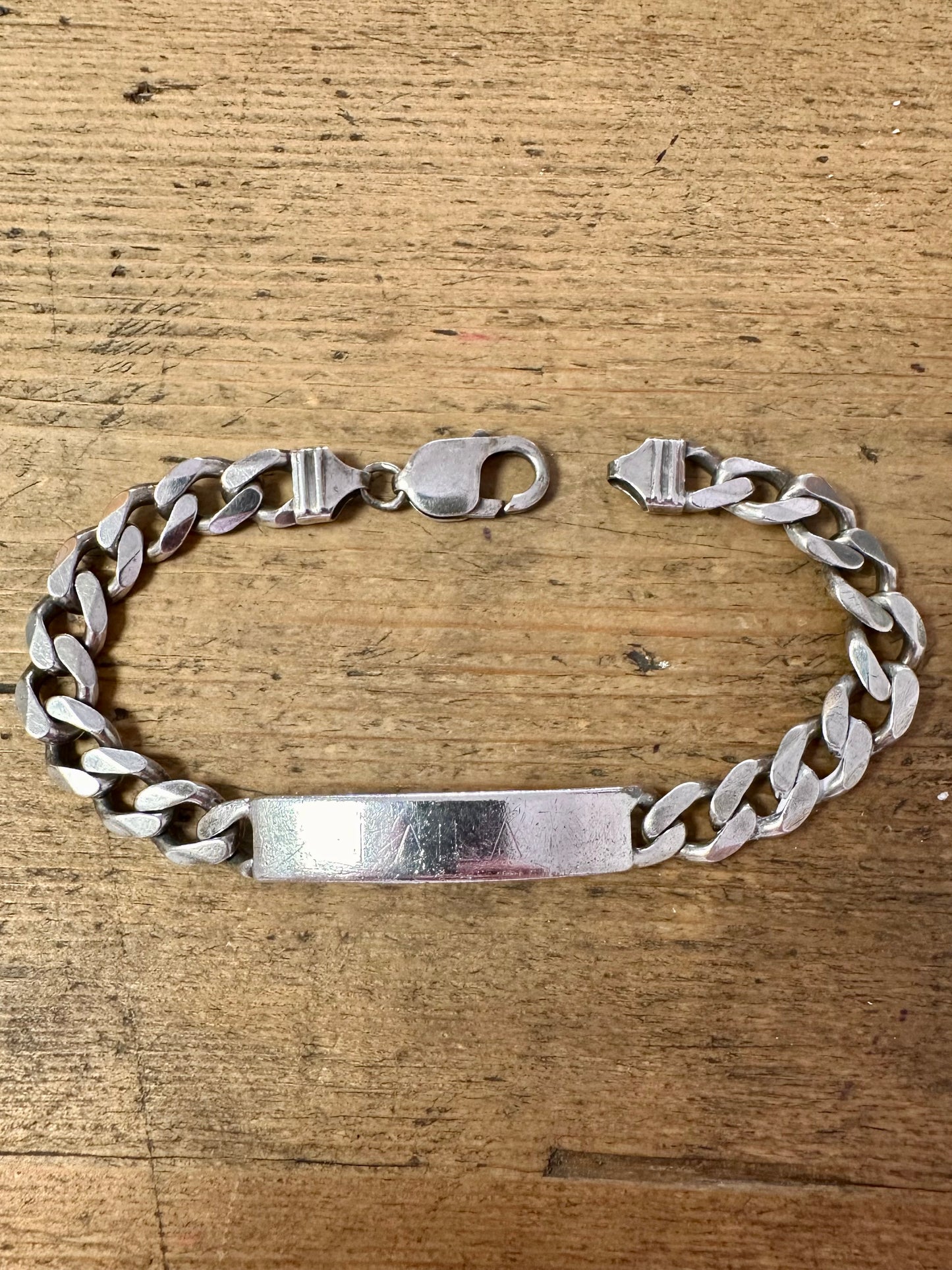 Vintage Identity Curb Chain 925 Silver Bracelet