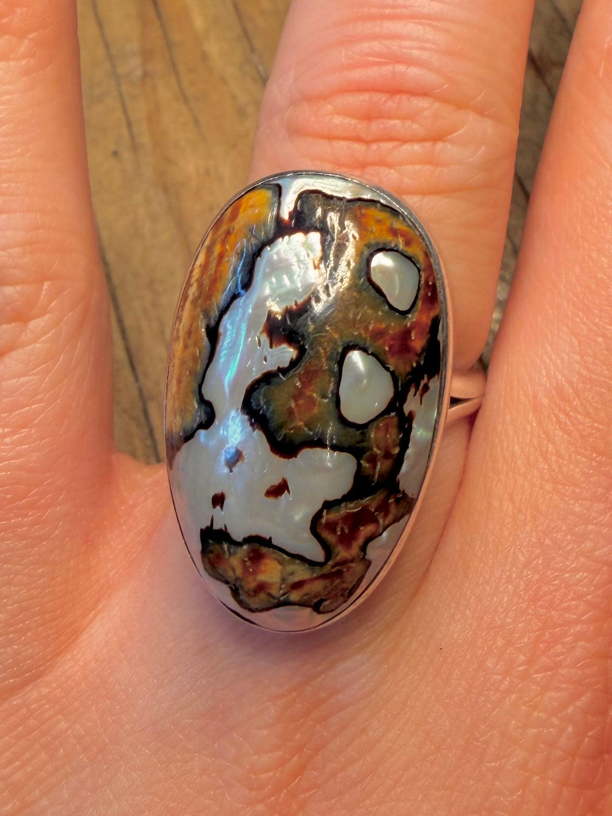 Turbo Sarmaticus Shell 925 Sterling Silver R1/2 Ring