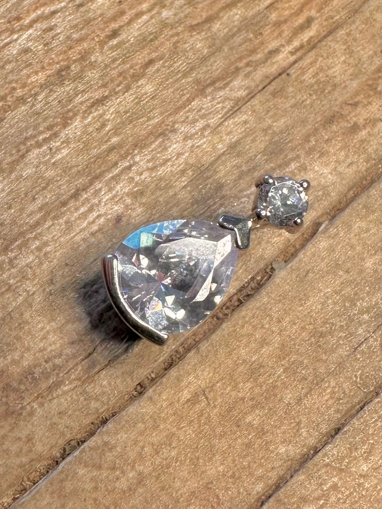 Modern White CZ Pear Shaped 925 Sterling Silver Pendant