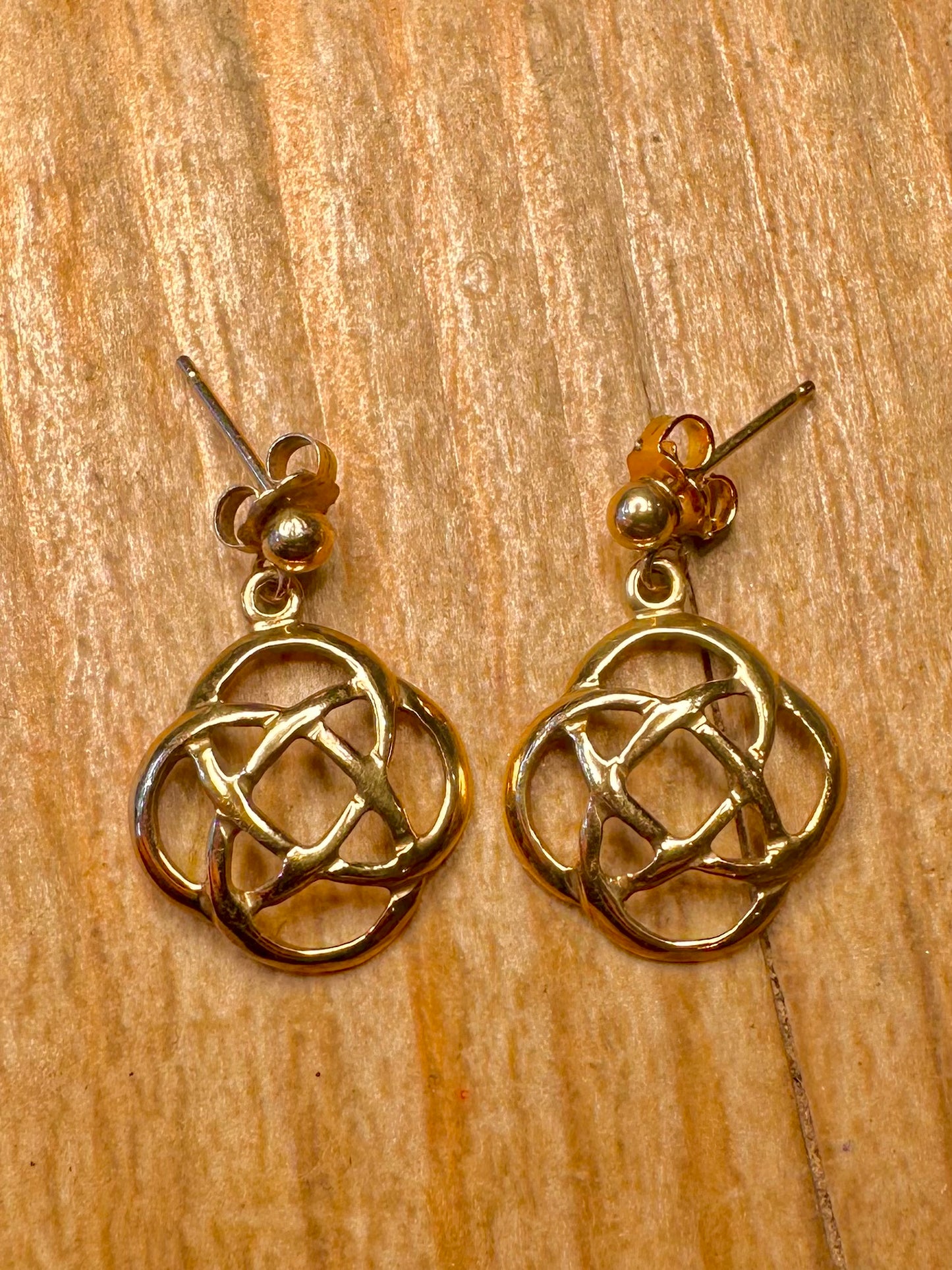 Vintage 9ct Gold Celtic Dangle Earrings