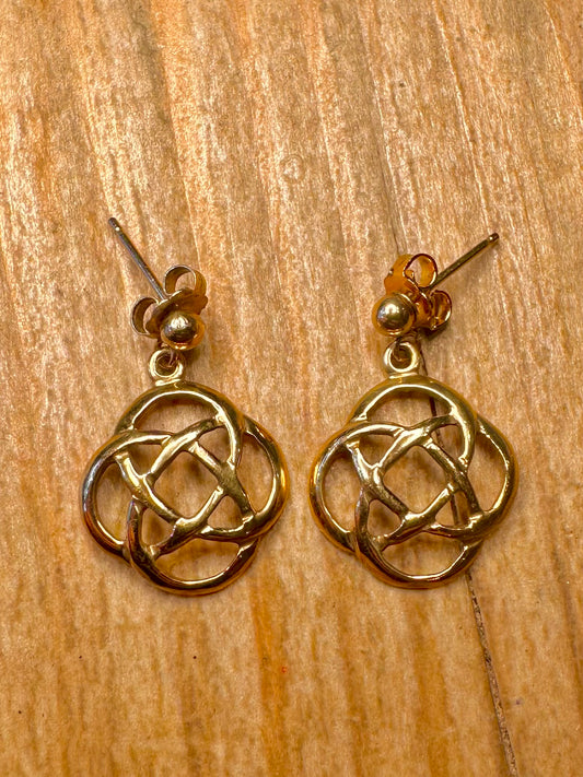 Vintage 9ct Gold Celtic Dangle Earrings