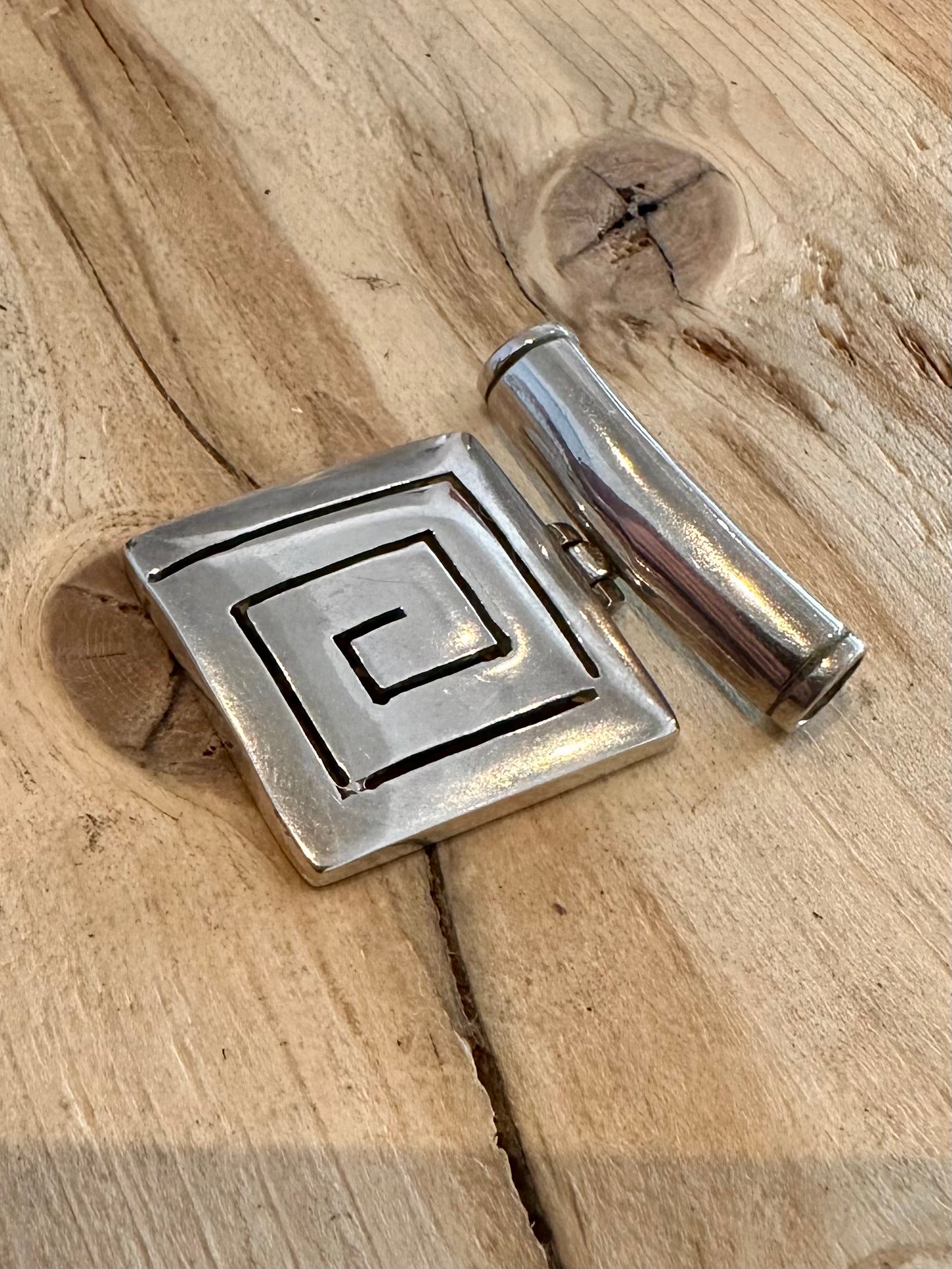 Vintage Square Greek Key 925 Silver Pendant